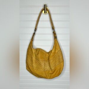 Civics 93 Gold / Mustard Yellow Hobo Bag Soft Supple Leather, Weaved GUC